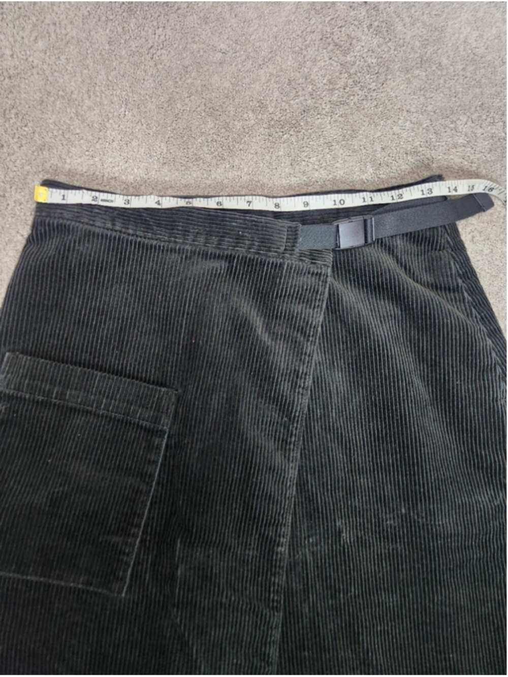 JW Anderson Uniqlo Dark Green Corduroy Wrap Skirt Sz S Dark Academia Fall Skirt - Picture 8 of 15